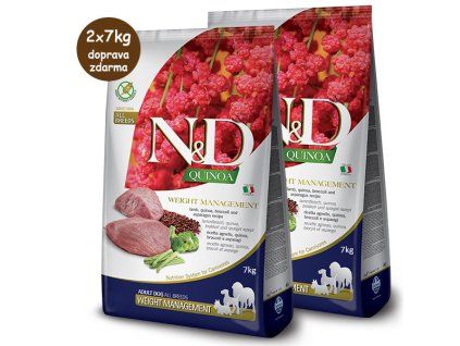 N&D GF Quinoa Dog Adult All Breed Weight Managment Lamb 2x7kg