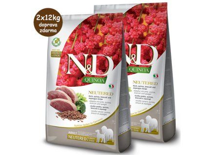 N&D GF Quinoa Dog  Neutered Adult Medium & Maxi Duck, Broccoli & Asparagus 2x12kg