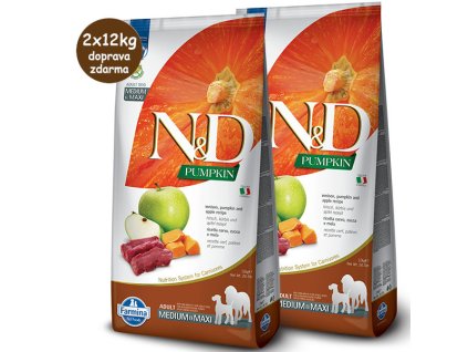 Farmina N&D Pumpkin Adult Medium/Maxi - Venison & Apple 2x12kg