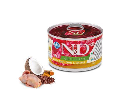 Farmina N&D Quinoa Dog Mini Skin & Coat Quail & Coconut konzerva 140g