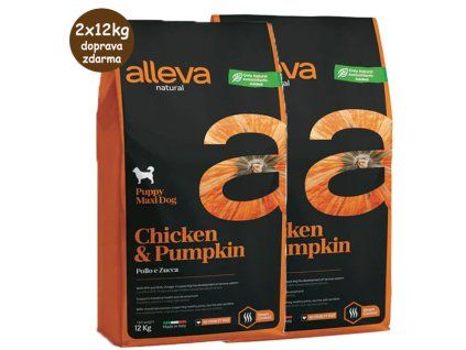 Alleva Natural Dog Puppy Maxi Chicken & Pumpkin 2x12kg