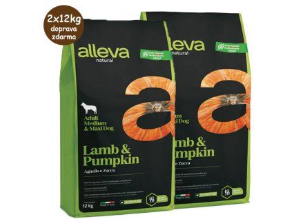 Alleva Natural Dog Adult Medium & Maxi Lamb & Pumpkin 2x12kg