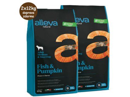 Alleva Natural Dog Adult Medium & Maxi Fish & Pumpkin 2x12kg