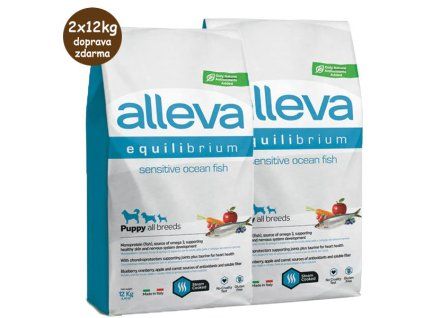 Alleva Equilibrium Dog Puppy All Breeds Sensitive Ocean Fish 2x12kg
