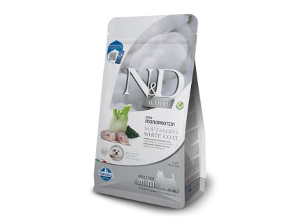 Farmina N&D Adult Mini Dog Spirulina GF - Soft&Shiny White Coat Seabass 2kg