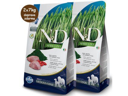 Farmina N&D Adult M&M Dog Spirulina GF - Lamb and Wolfberry 2x7kg